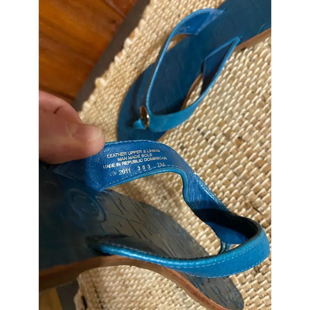 Tory Burch Blue Logo Thong Sandals
